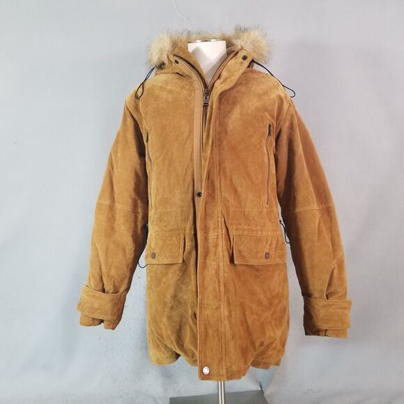 Wilsons Leather M Julian Suede Parka Coat Mens Small Brown Heavy Winter - Picture 4 of 16